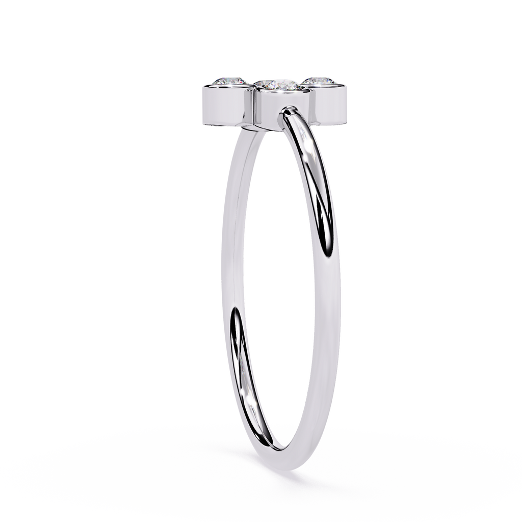 Four Stone Diamond Ring – Bezel Set Round Brilliant Cut Minimalist Cluster Design – Lustraa’s Stackable Ring