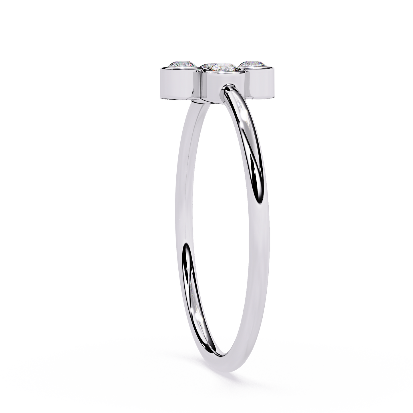 Four Stone Bezel Set Diamond Ring – Round Brilliant Cut – Minimalist Cluster Design -Lustraa’s Stackable Ring