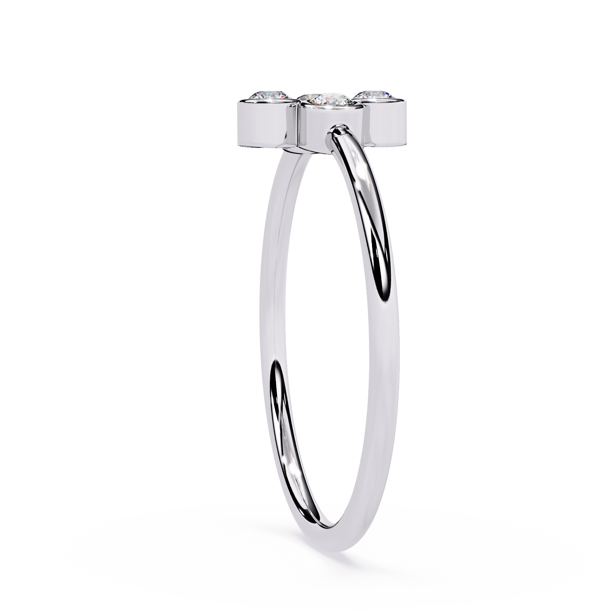 Four Stone Diamond Ring – Bezel Set Round Brilliant Cut Minimalist Cluster Design – Lustraa’s Stackable Ring