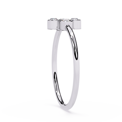 Four Stone Bezel Set Diamond Ring – Round Brilliant Cut – Minimalist Cluster Design -Lustraa’s Stackable Ring