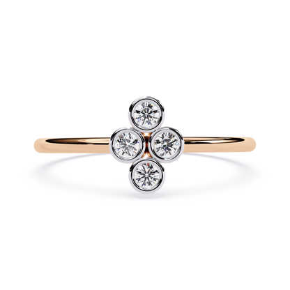 Four Stone Bezel Set Diamond Ring – Round Brilliant Cut – Minimalist Cluster Design -Lustraa’s Stackable Ring