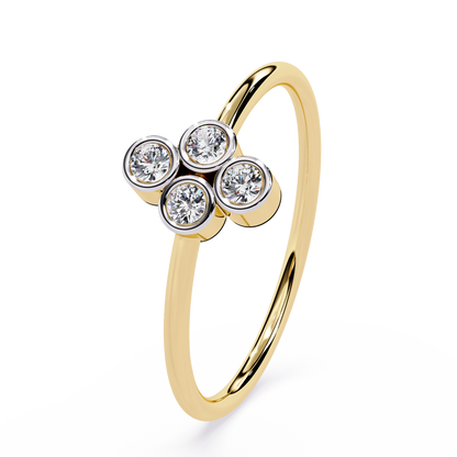 Four Stone Bezel Set Diamond Ring – Round Brilliant Cut – Minimalist Cluster Design -Lustraa’s Stackable Ring