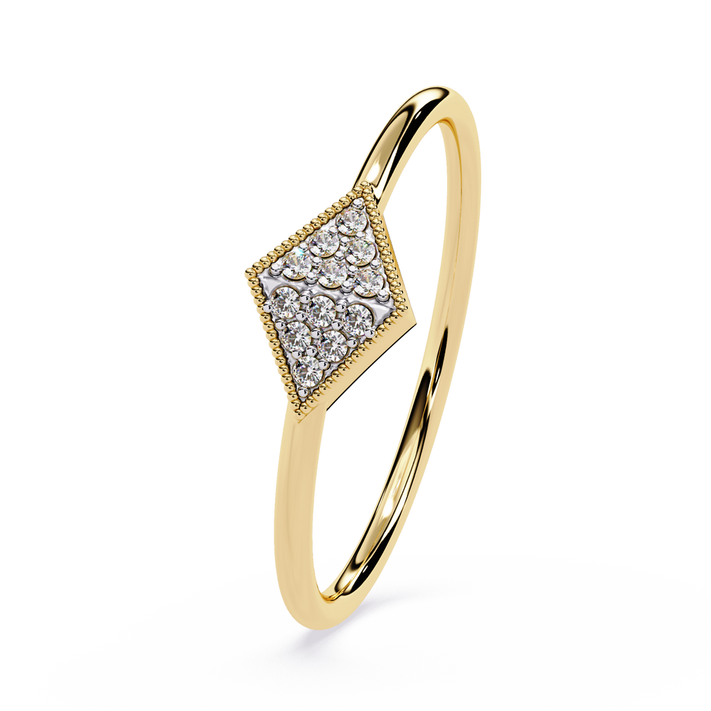 Geometric Diamond Pavé Ring – Minimalist Rhombus Design Delicate Lab Grown Ring – Lustraa’s Minimalist Ring