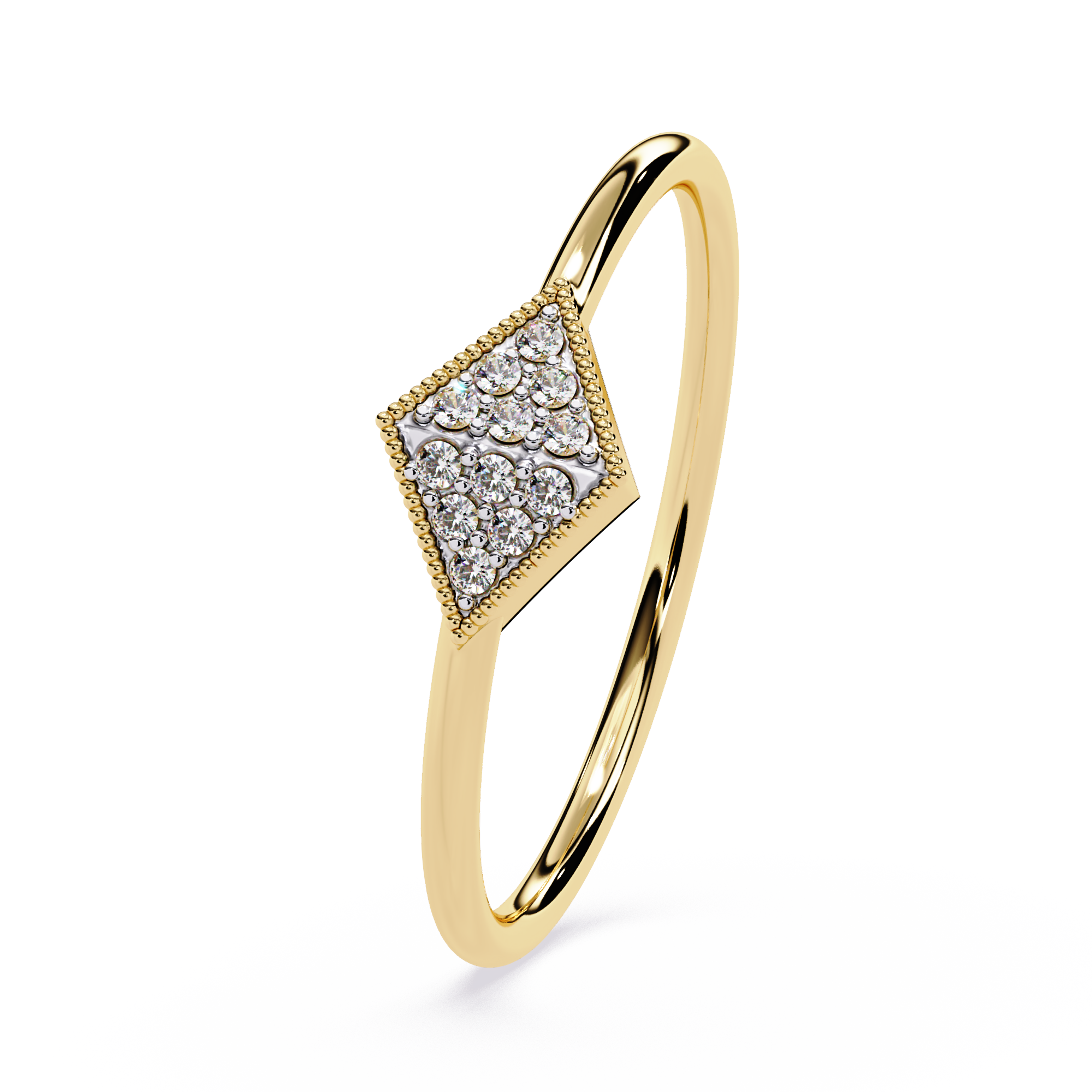 Geometric Diamond Pavé Ring – Minimalist Rhombus Design Delicate Lab Grown Ring – Lustraa’s Minimalist Ring