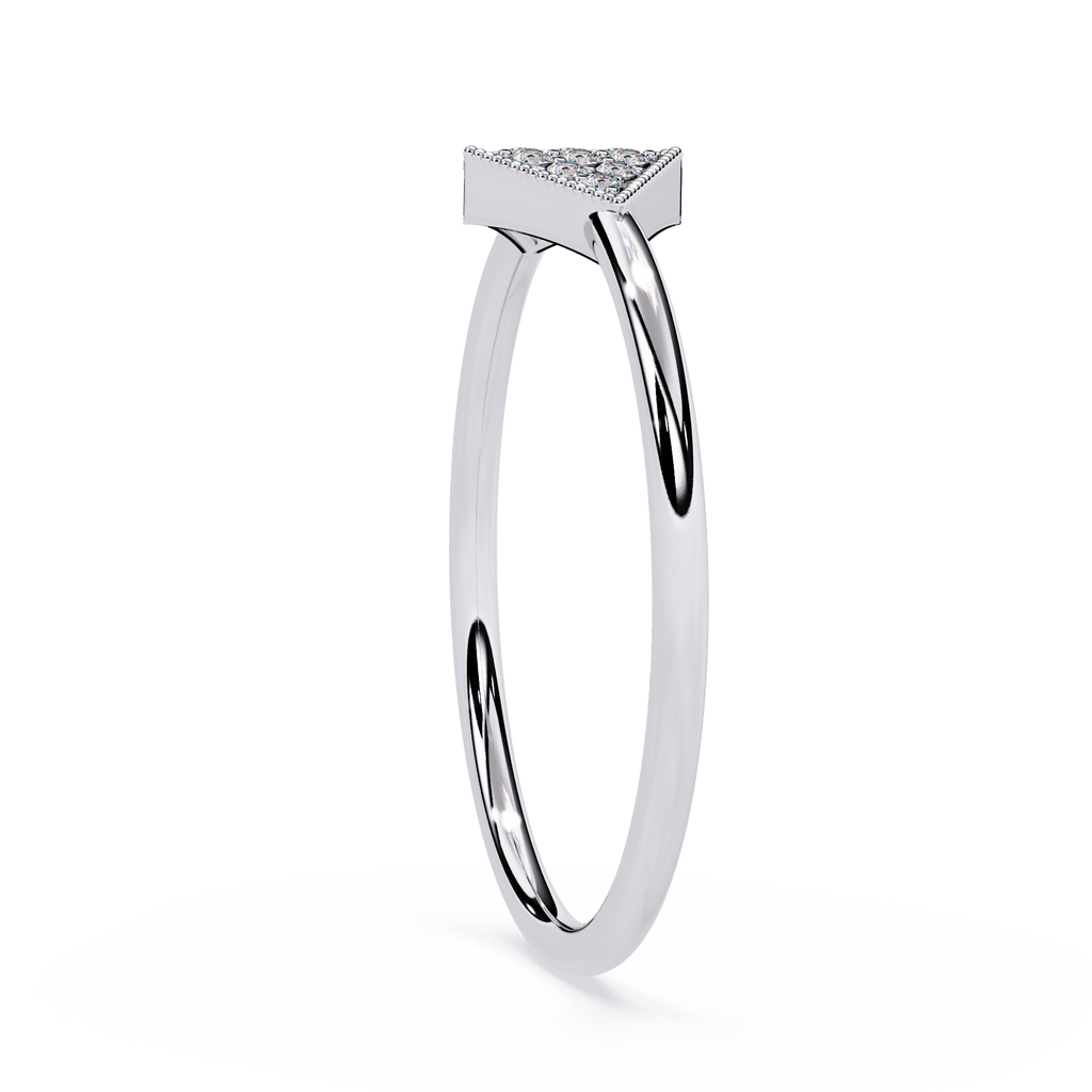 Geometric Diamond Pavé Ring – Minimalist Rhombus Design Delicate Lab Grown Ring – Lustraa’s Minimalist Ring