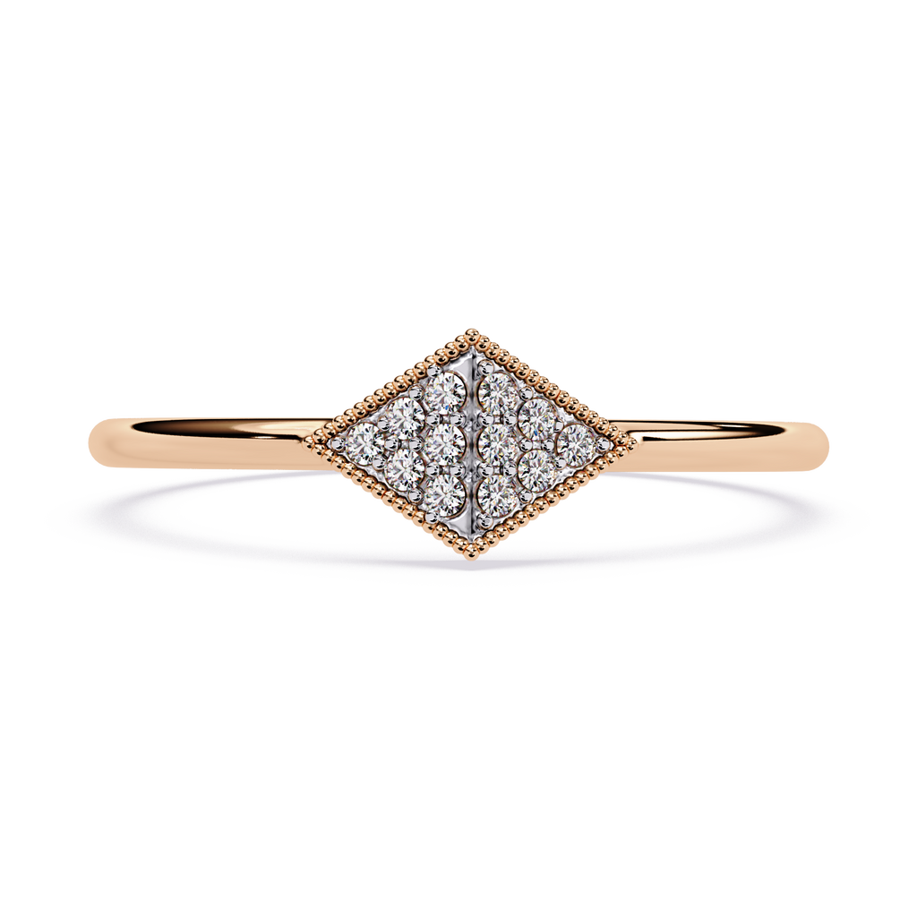 Geometric Diamond Pavé Ring – Minimalist Rhombus Design Delicate Lab Grown Ring – Lustraa’s Minimalist Ring