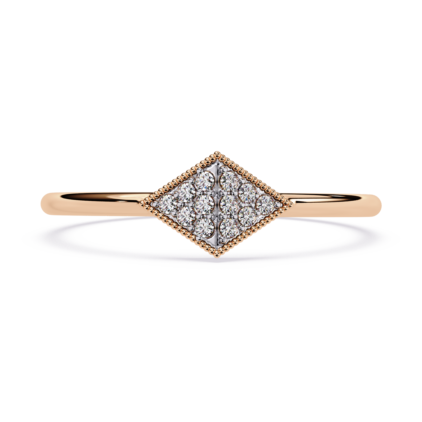 Geometric Diamond Pavé Ring – Rhombus Design – Delicate Minimalist Ring – Lustraa’s Minimalist Ring