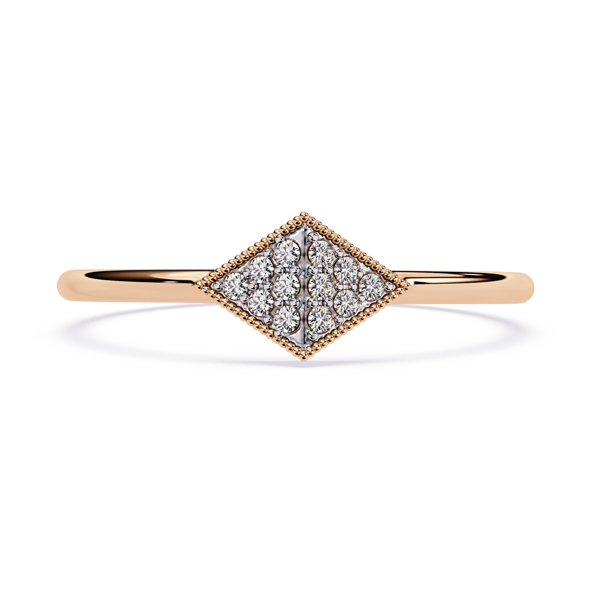 Geometric Diamond Pavé Ring – Minimalist Rhombus Design Delicate Lab Grown Ring – Lustraa’s Minimalist Ring