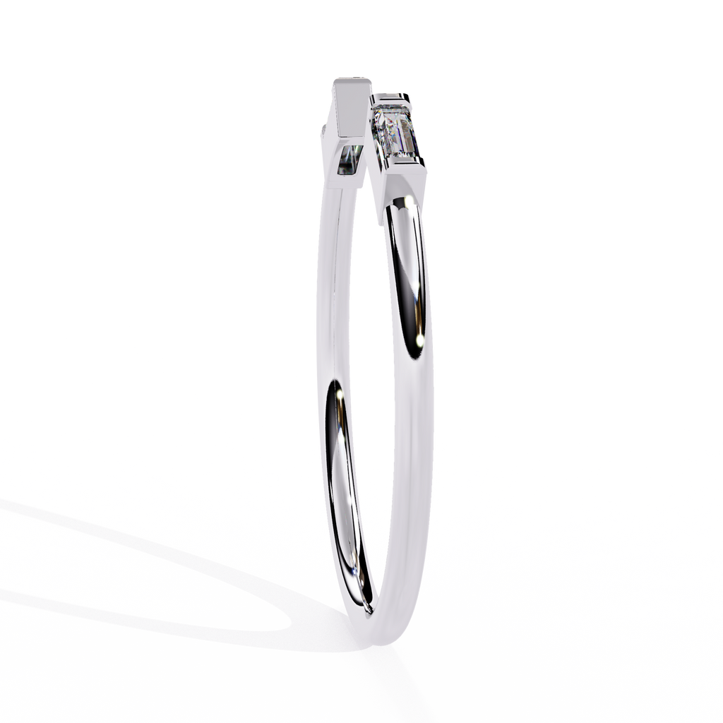 Baguette Diamond Open Ring – Minimalist Modern Lab Grown Diamond Band - Lustraa’s Open Band Ring