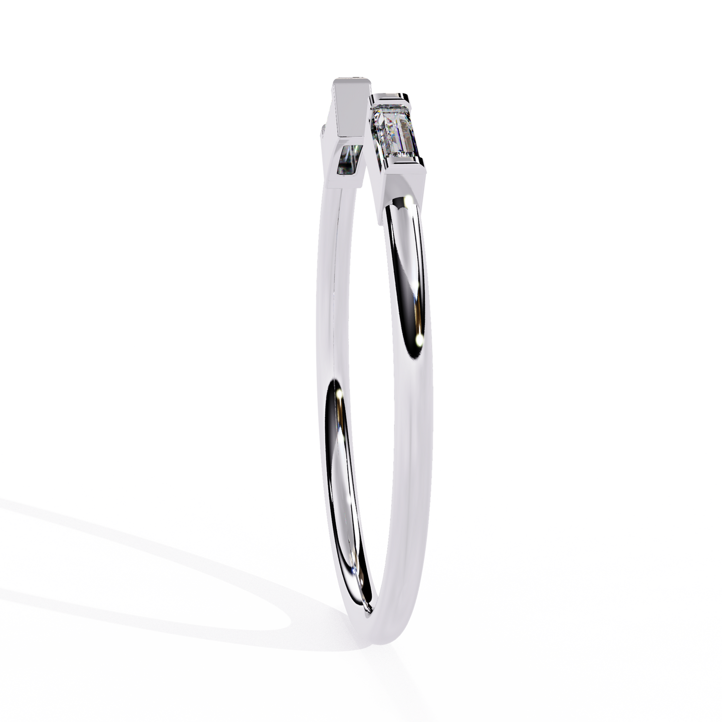Baguette Diamond Open Ring – Minimalist Modern Band - Lustraa’s Open Band Ring
