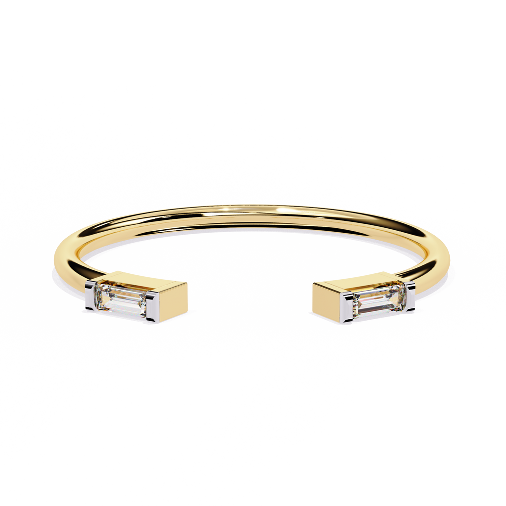 Baguette Diamond Open Ring – Minimalist Modern Lab Grown Diamond Band - Lustraa’s Open Band Ring