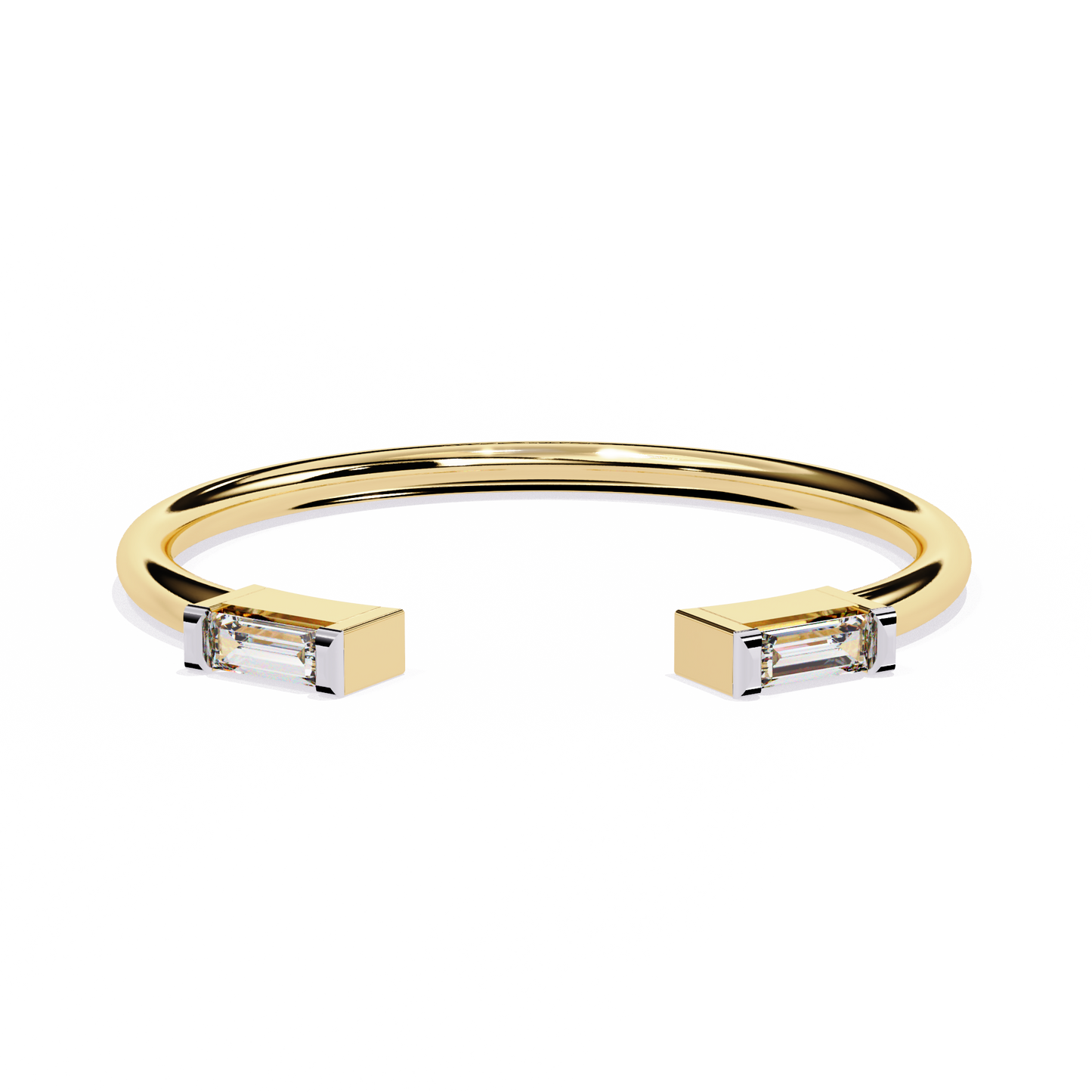 Baguette Diamond Open Ring – Minimalist Modern Band - Lustraa’s Open Band Ring