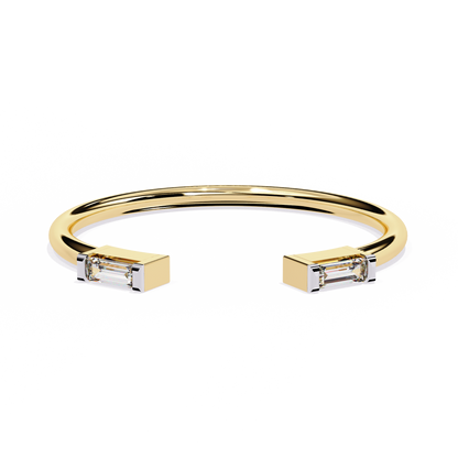 Baguette Diamond Open Ring – Minimalist Modern Band - Lustraa’s Open Band Ring