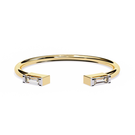 Baguette Diamond Open Ring – Minimalist Modern Band - Lustraa’s Open Band Ring