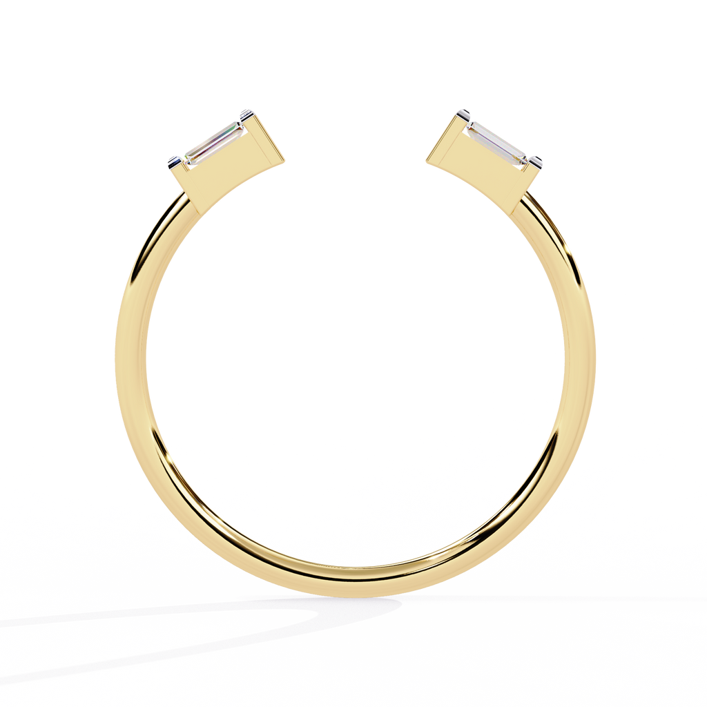 Baguette Diamond Open Ring – Minimalist Modern Lab Grown Diamond Band - Lustraa’s Open Band Ring