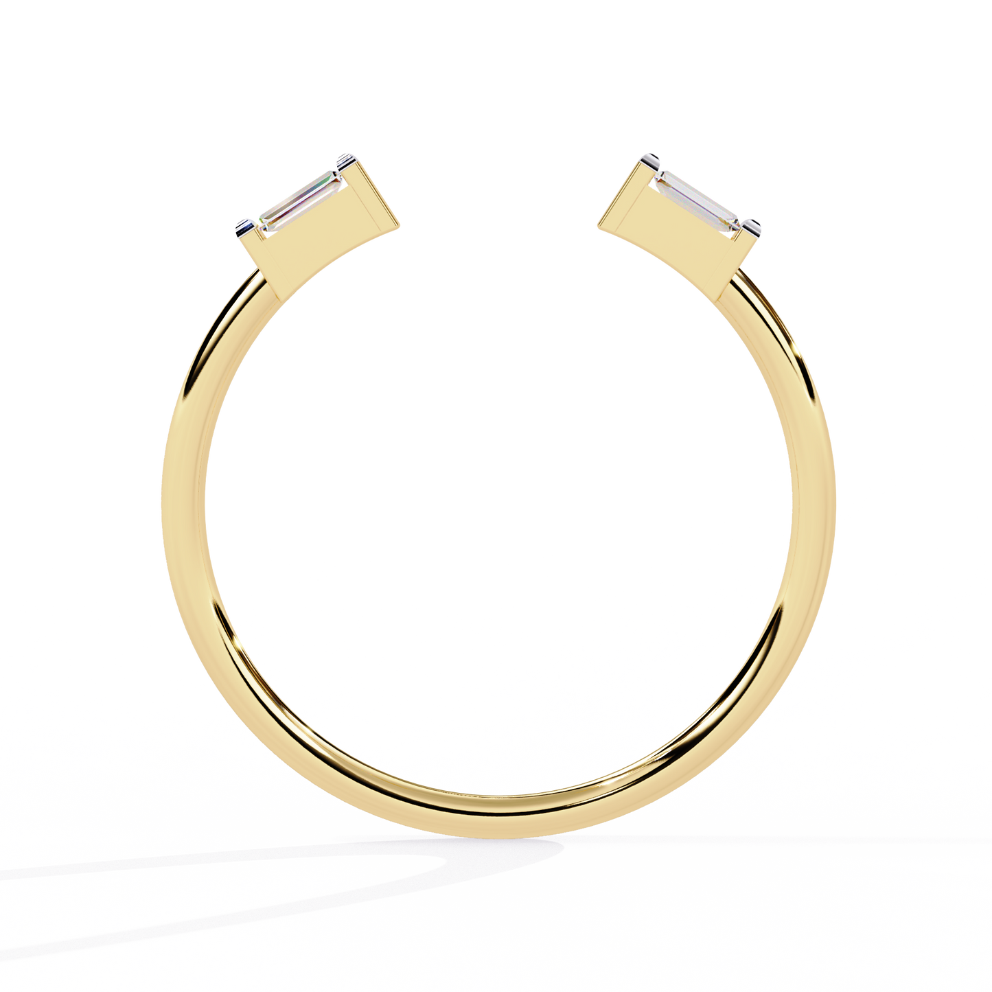Baguette Diamond Open Ring – Minimalist Modern Band - Lustraa’s Open Band Ring