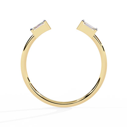 Baguette Diamond Open Ring – Minimalist Modern Band - Lustraa’s Open Band Ring