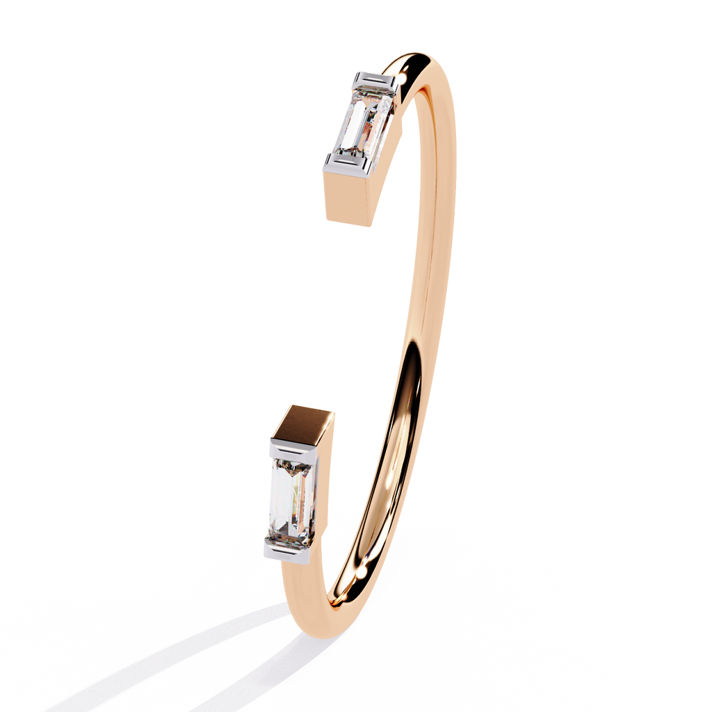 Baguette Diamond Open Ring – Minimalist Modern Lab Grown Diamond Band - Lustraa’s Open Band Ring