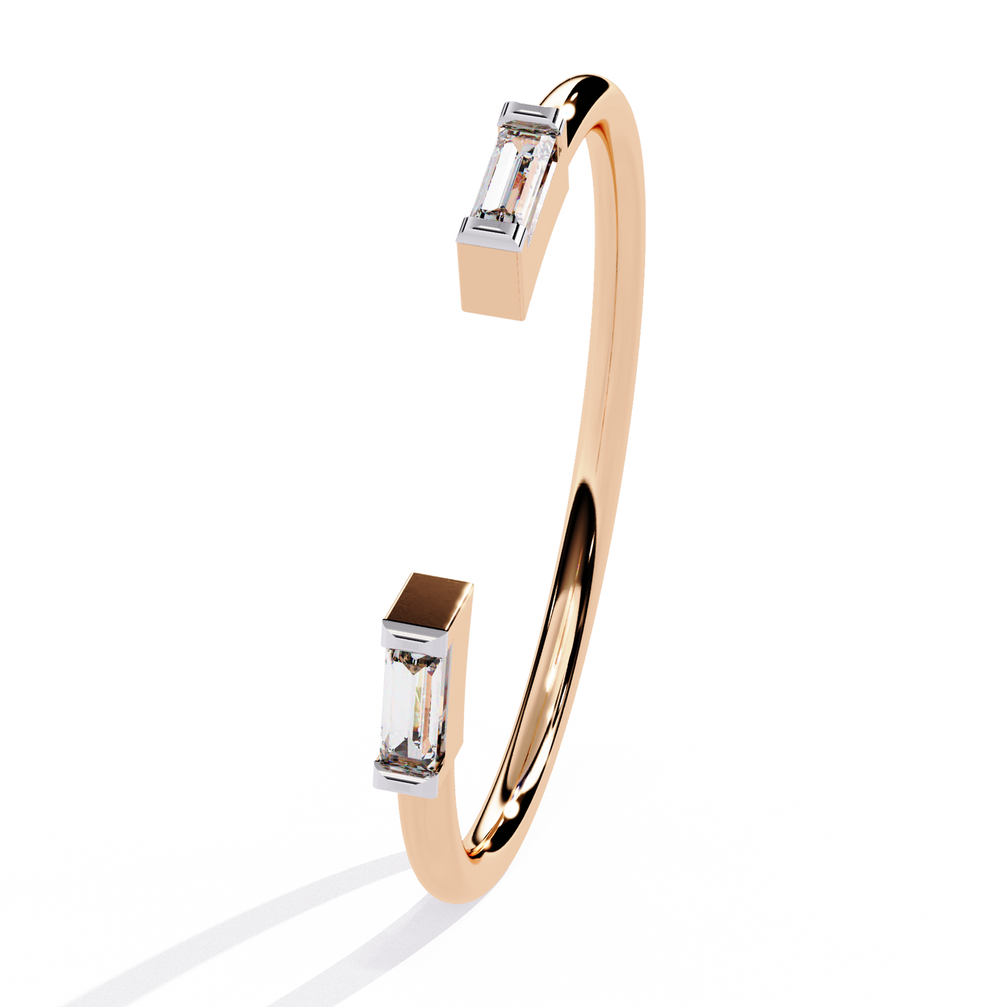 Baguette Diamond Open Ring – Minimalist Modern Band - Lustraa’s Open Band Ring