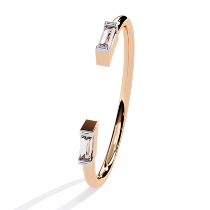 Baguette Diamond Open Ring – Minimalist Modern Band - Lustraa’s Open Band Ring