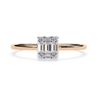 Round and Baguette Diamond Solitaire Ring – Minimalist Lab Grown Diamond Ring- Lustraa's Solitaire Ring