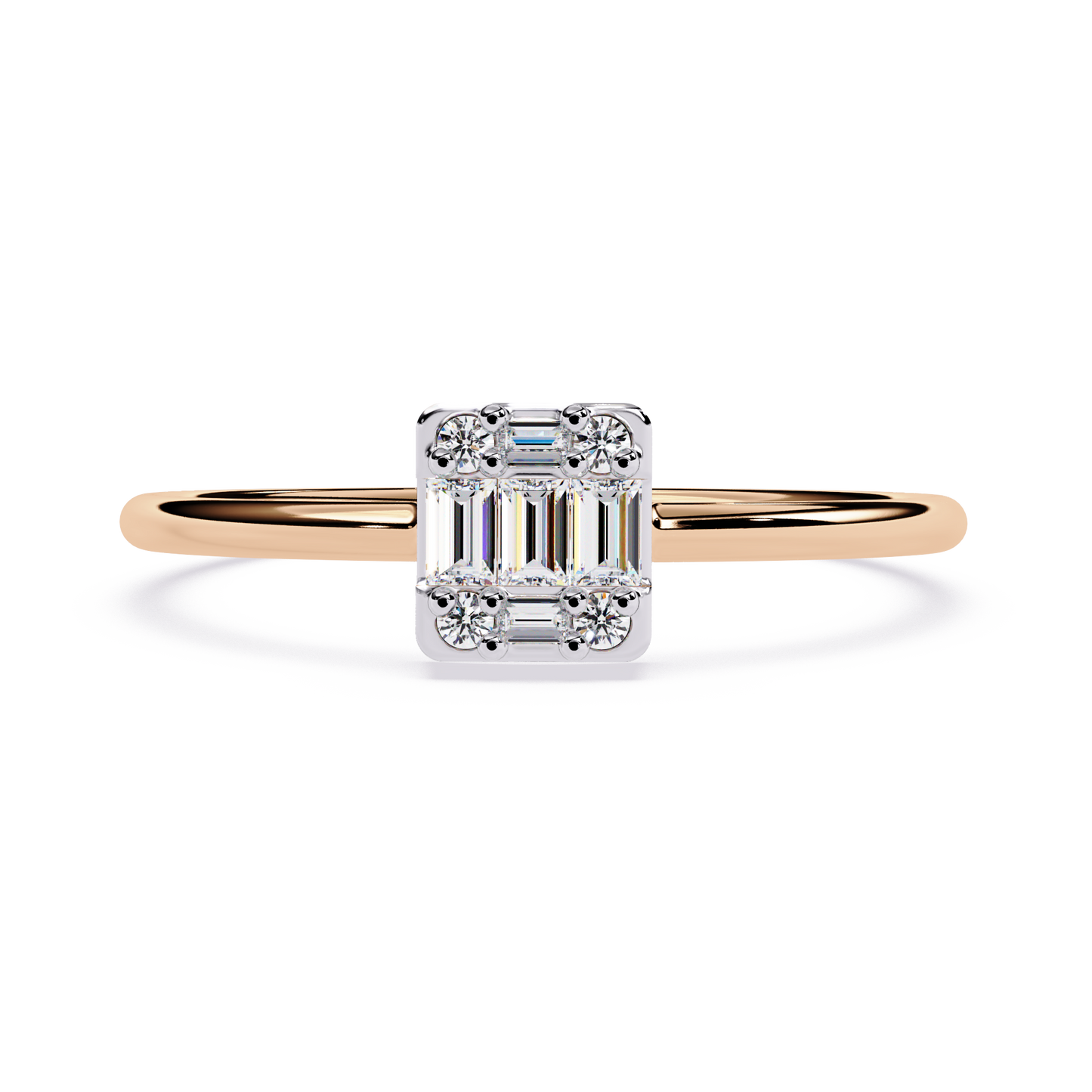 Round and Baguette Solitaire Ring – Minimalist Diamond Ring – Lustraa’s Solitaire Ring