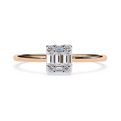 Round and Baguette Solitaire Ring – Minimalist Diamond Ring – Lustraa’s Solitaire Ring