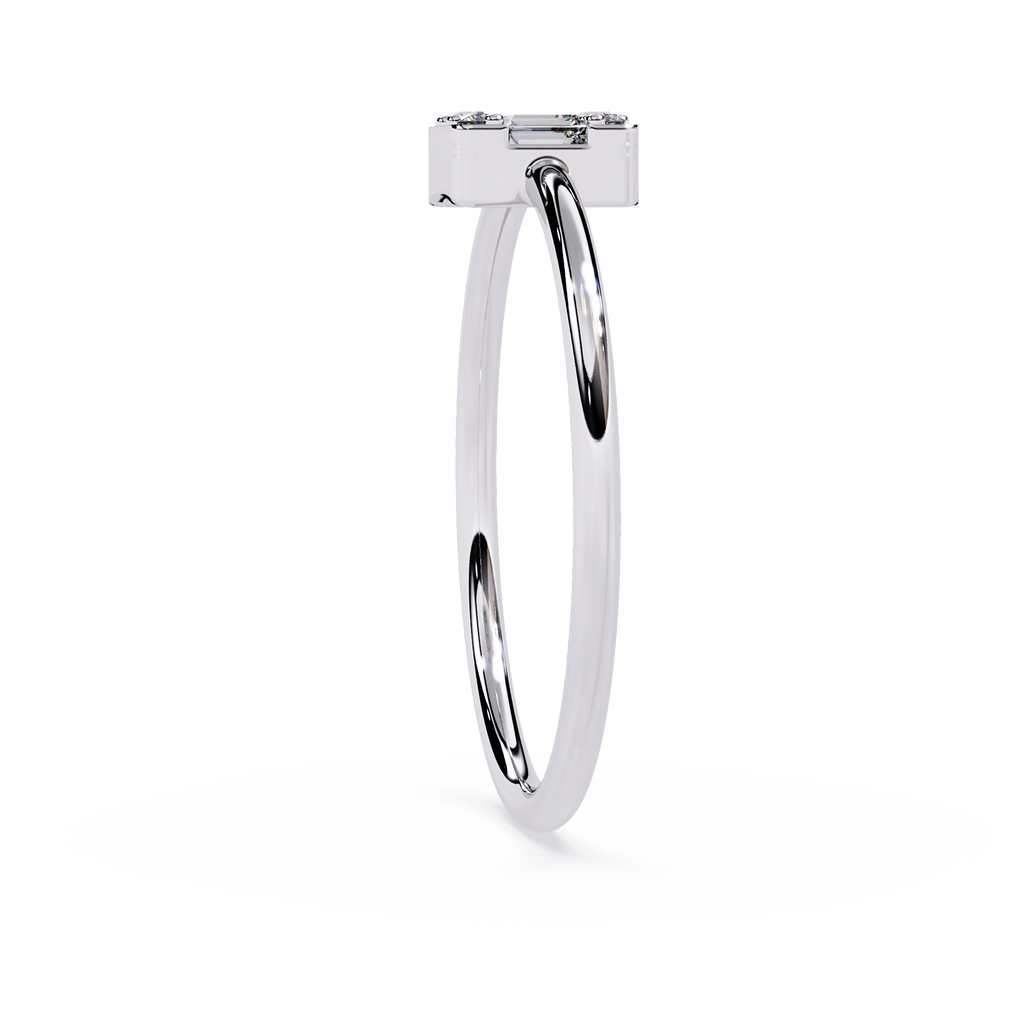 Round and Baguette Diamond Solitaire Ring – Minimalist Lab Grown Diamond Ring- Lustraa's Solitaire Ring