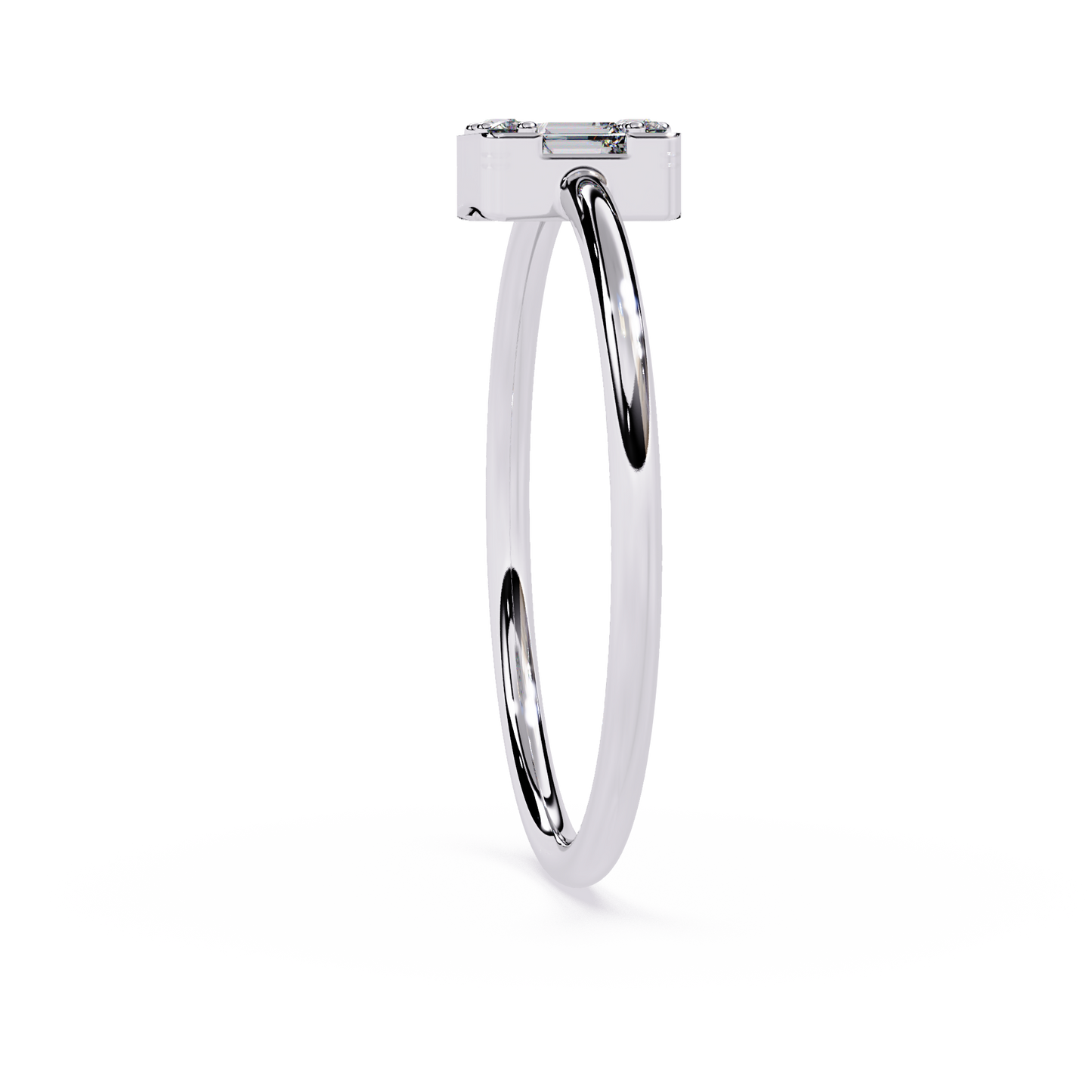 Round and Baguette Solitaire Ring – Minimalist Diamond Ring – Lustraa’s Solitaire Ring