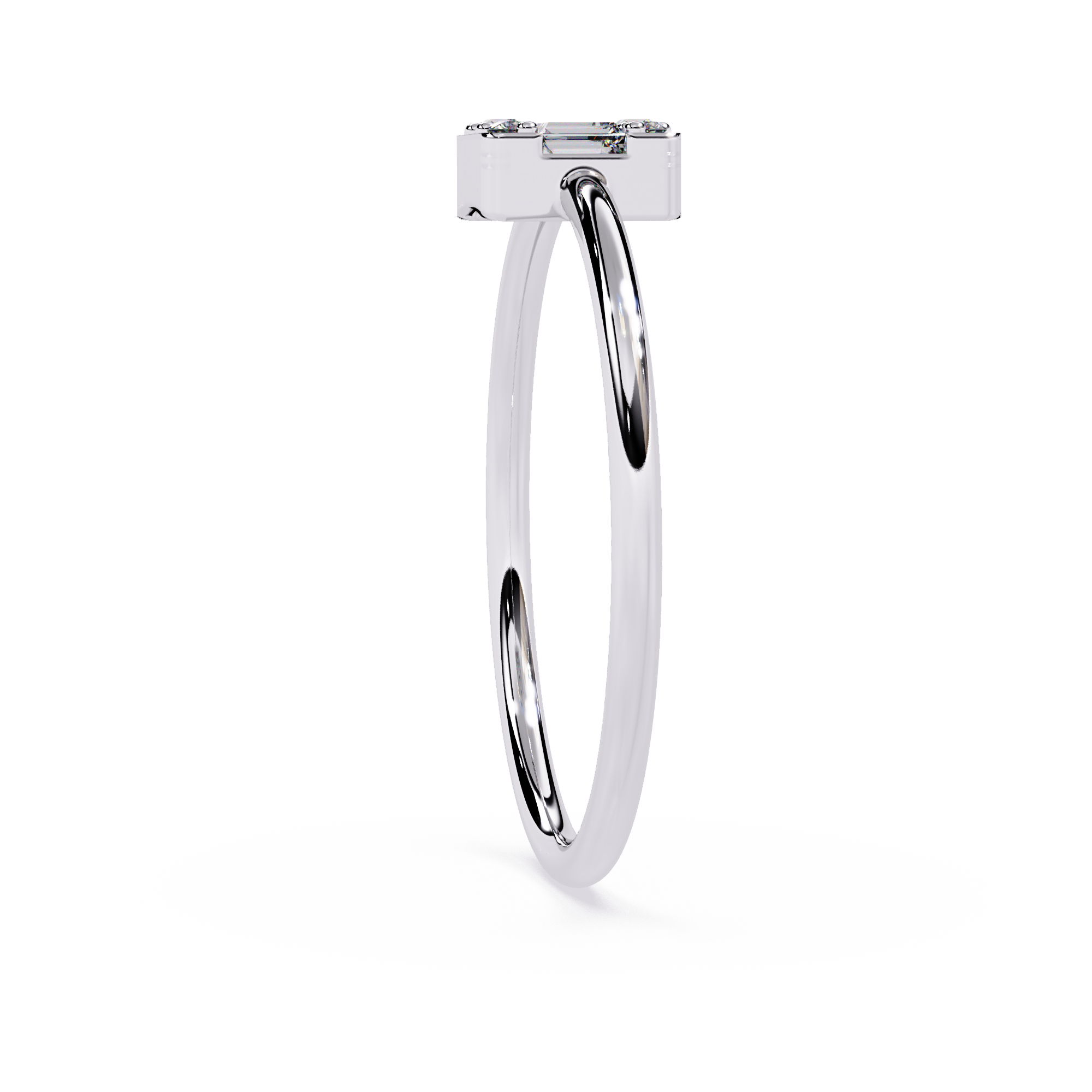Round and Baguette Diamond Solitaire Ring – Minimalist Lab Grown Diamond Ring- Lustraa's Solitaire Ring