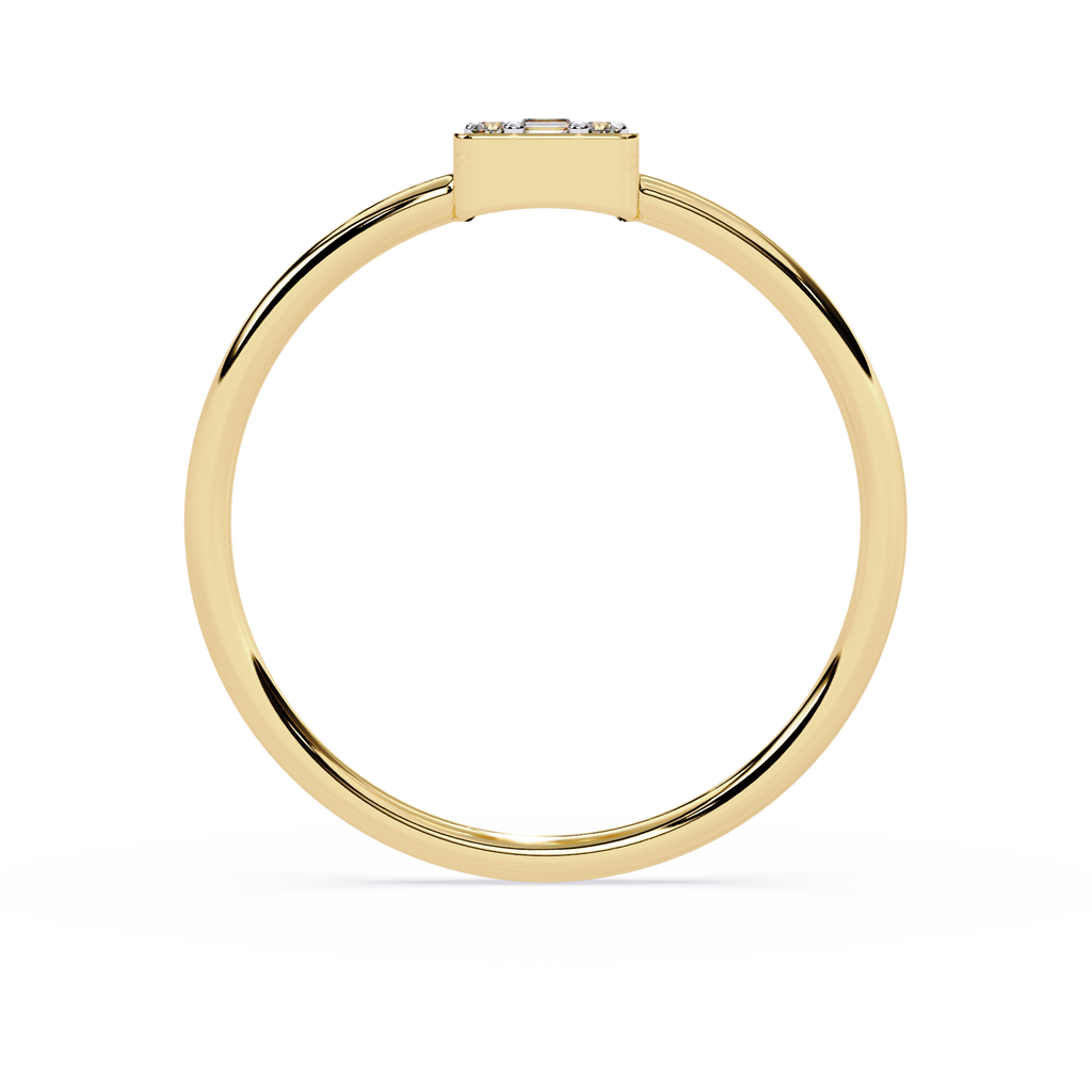 Round and Baguette Diamond Solitaire Ring – Minimalist Lab Grown Diamond Ring- Lustraa's Solitaire Ring