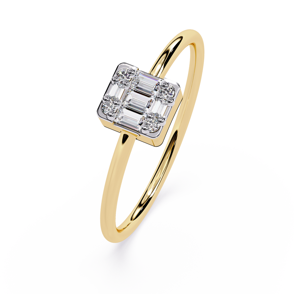 Round and Baguette Diamond Solitaire Ring – Minimalist Lab Grown Diamond Ring- Lustraa's Solitaire Ring
