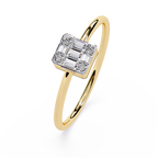 Round and Baguette Diamond Solitaire Ring – Minimalist Lab Grown Diamond Ring- Lustraa's Solitaire Ring