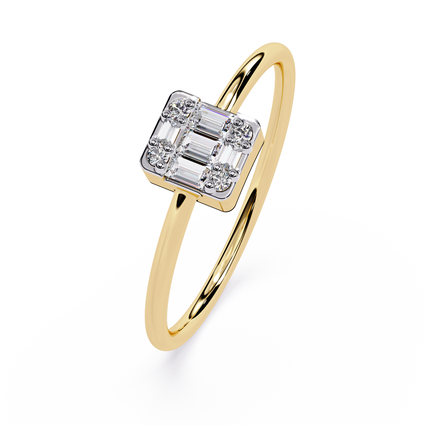 Round and Baguette Solitaire Ring – Minimalist Diamond Ring – Lustraa’s Solitaire Ring