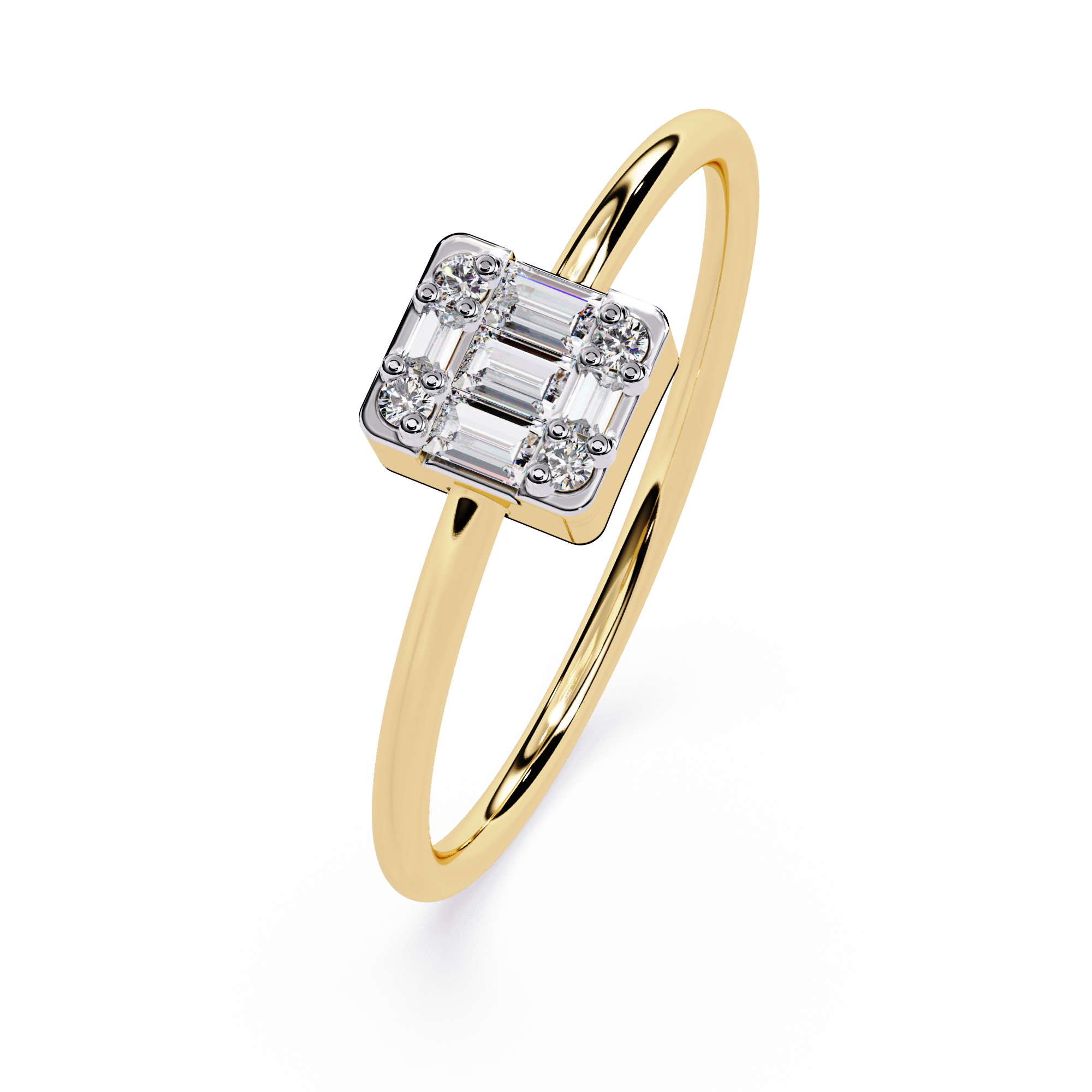Round and Baguette Diamond Solitaire Ring – Minimalist Lab Grown Diamond Ring- Lustraa's Solitaire Ring