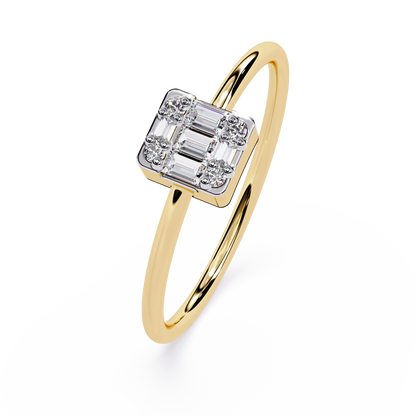Round and Baguette Solitaire Ring – Minimalist Diamond Ring – Lustraa’s Solitaire Ring