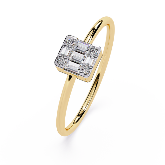 Round and Baguette Solitaire Ring – Minimalist Diamond Ring – Lustraa’s Solitaire Ring