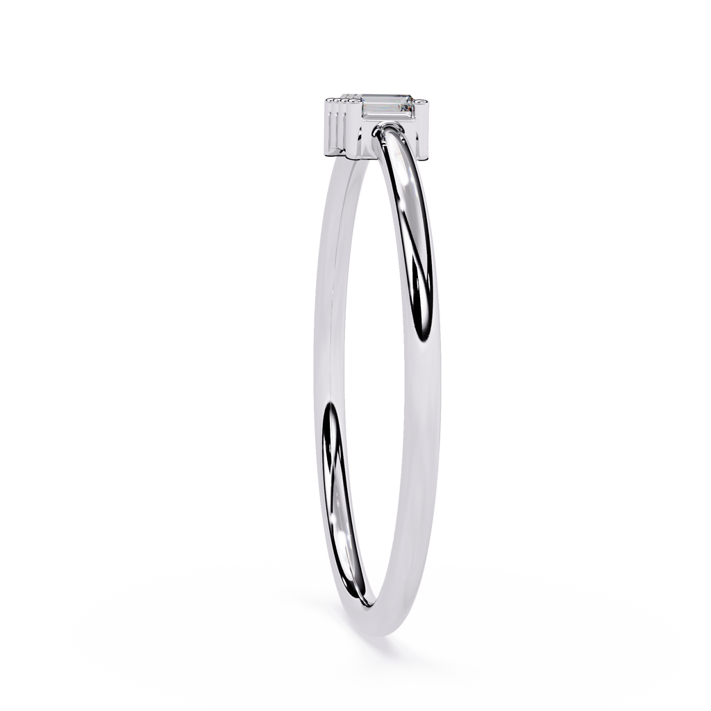 Three Baguette Diamond Minimalist Ring – Elegant Stackable Band -Lustraa’s Stackable Ring