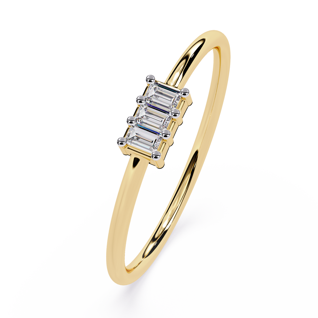 Three Baguette Diamond Minimalist Ring – Elegant Stackable Band -Lustraa’s Stackable Ring
