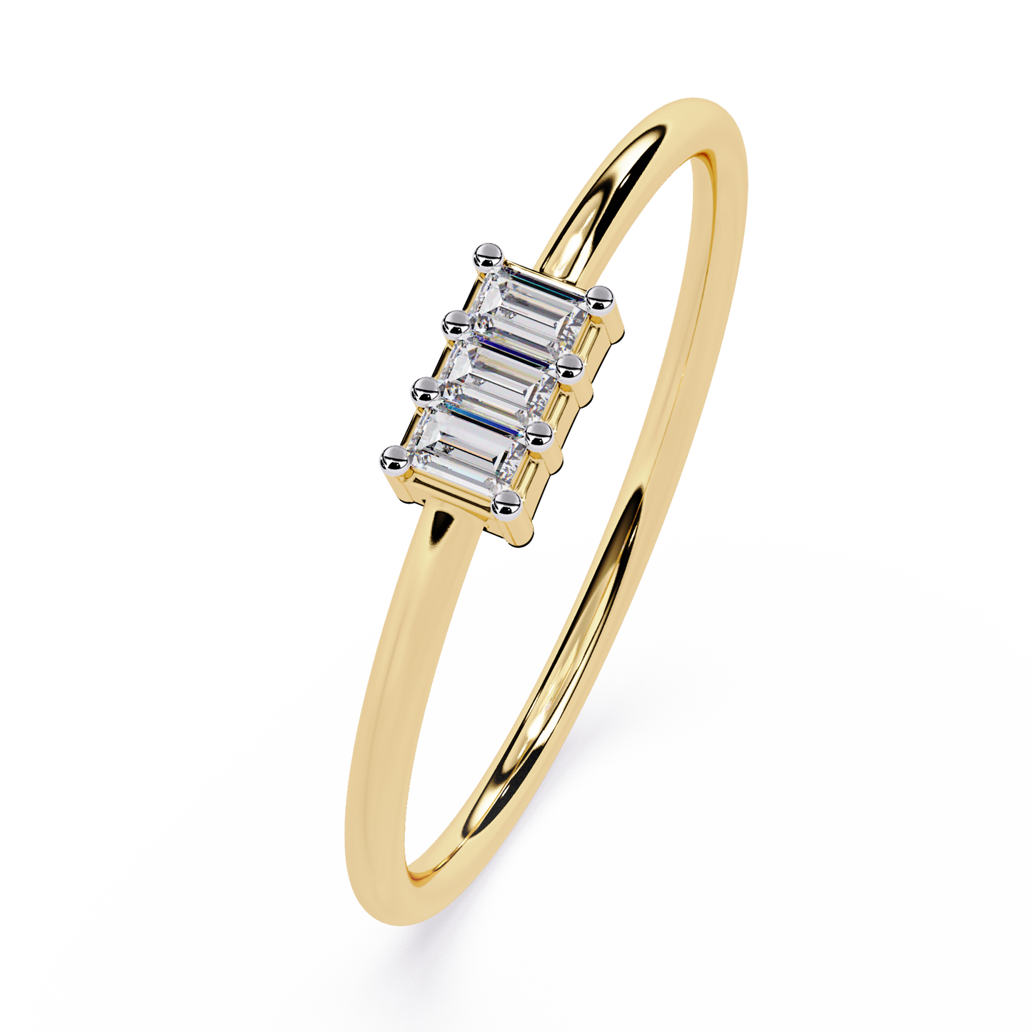 Three Baguette Diamond Minimalist Ring – Elegant Stackable Band -Lustraa’s Stackable Ring