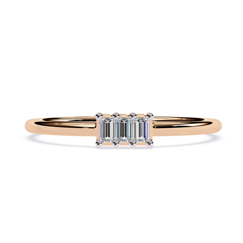 Three Baguette Diamond Minimalist Ring – Elegant Stackable Band -Lustraa’s Stackable Ring