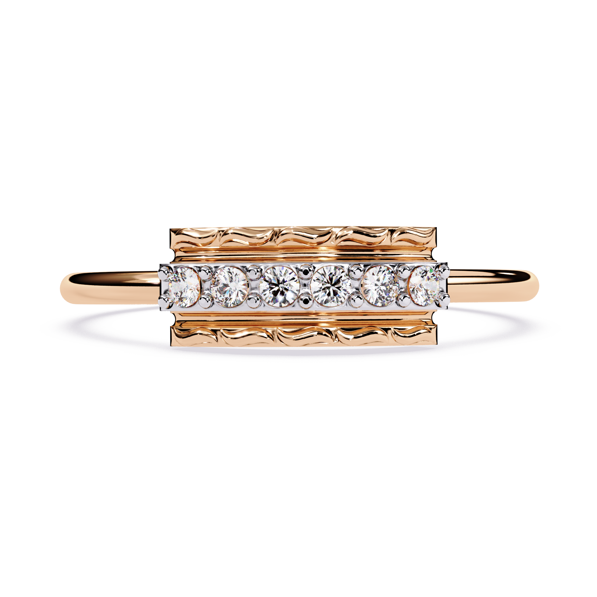 Vintage Textured Diamond Ring – Round Brilliant Cut Lab Grown Diamond Band – Lustraa’s Minimalist Ring