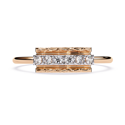 Vintage Textured Diamond Ring – Round Brilliant Cut Lab Grown Diamond Band – Lustraa’s Minimalist Ring
