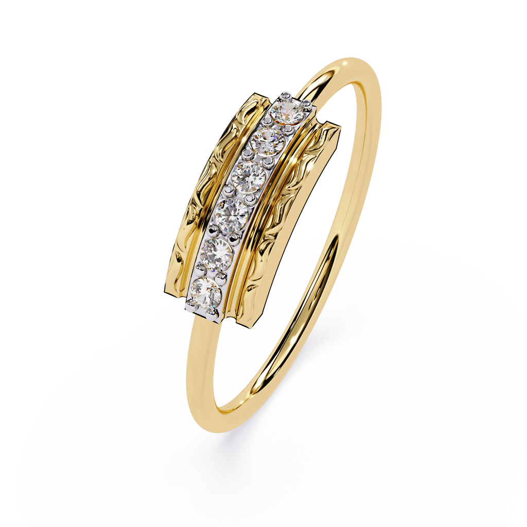 Vintage Textured Diamond Ring – Round Brilliant Cut Lab Grown Diamond Band – Lustraa’s Minimalist Ring