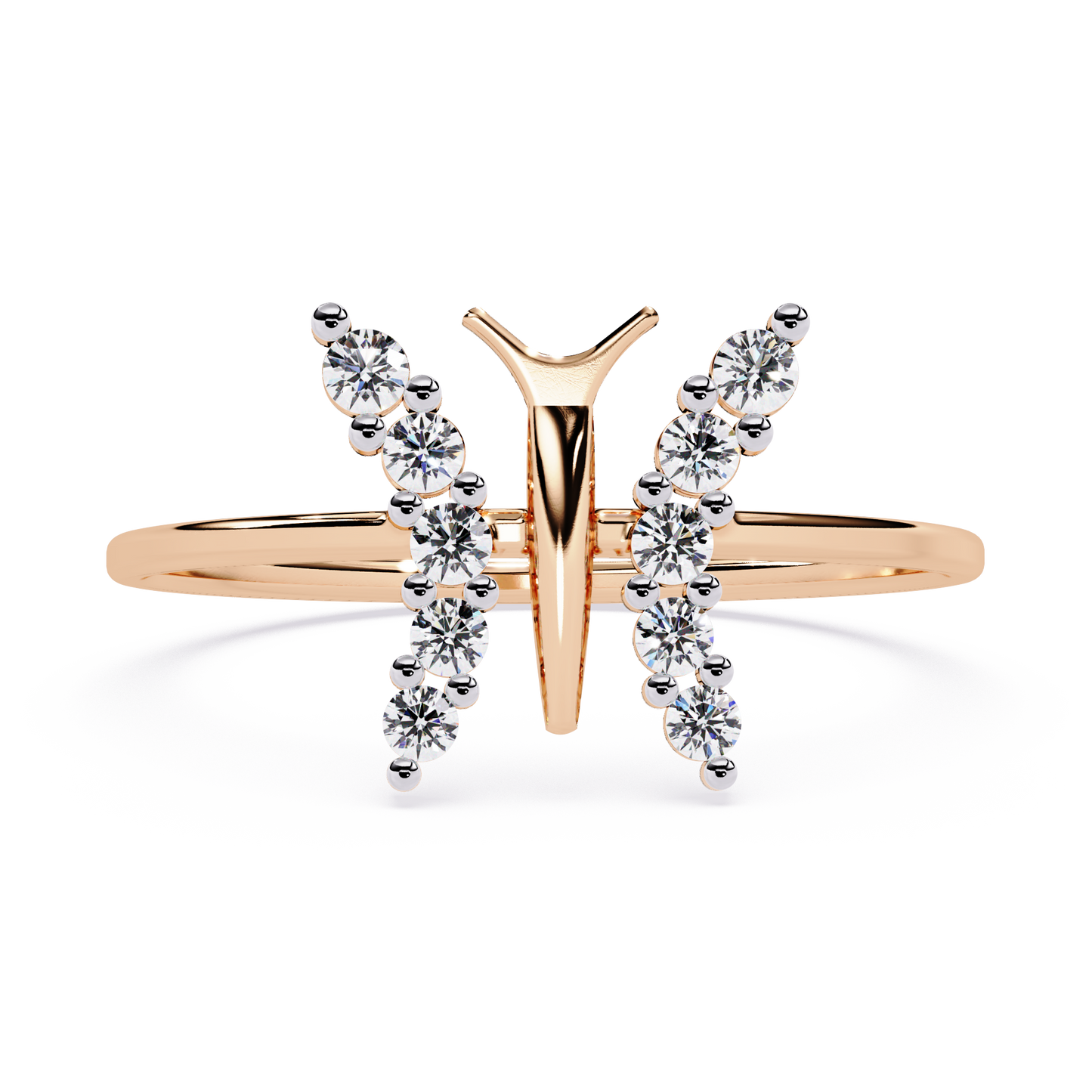 Butterfly Diamond Ring – Dainty Round Cut Lab Grown Diamond Ring – Lustraa’s Butterfly Ring
