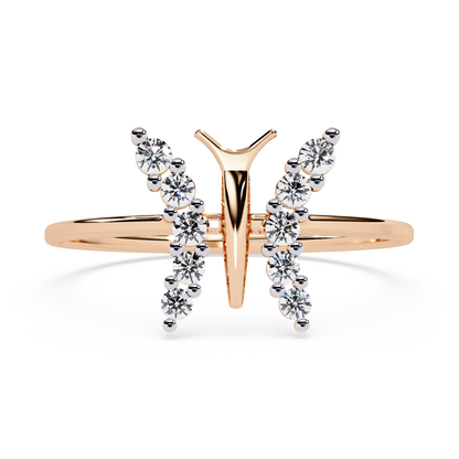 Butterfly Diamond Ring – Dainty Round Cut Lab Grown Diamond Ring – Lustraa’s Butterfly Ring