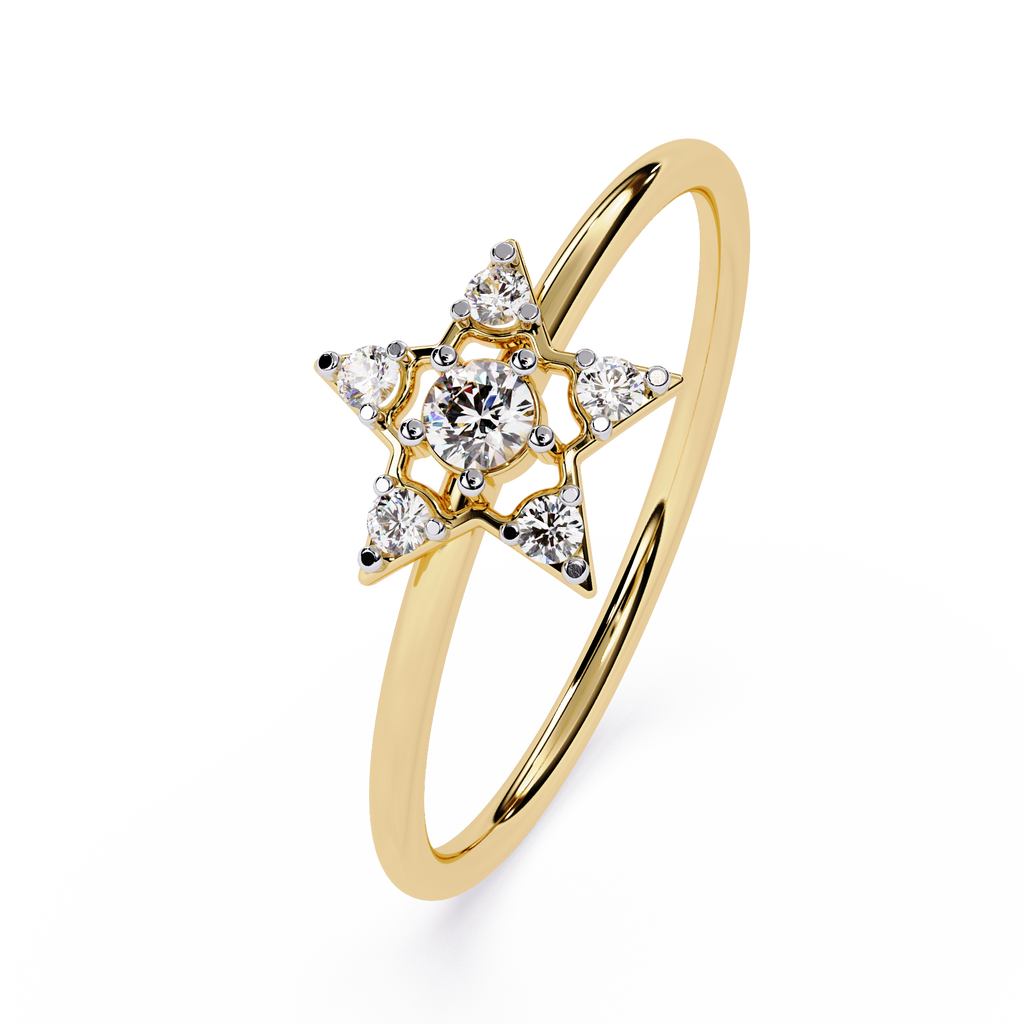 Star Diamond Ring – Celestial Round Cut Lab Grown Minimalist Designer Diamond Ring- Lustraa’s Celestial Ring