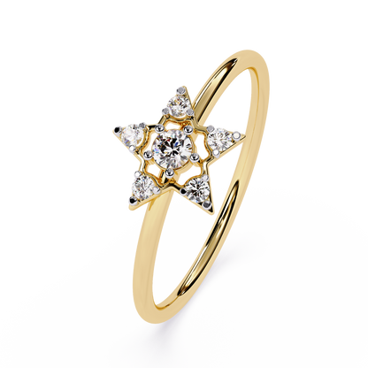 Star Diamond Ring – Celestial-Inspired Round Cut Diamond Ring- Minimalist Designer Rind - Lustraa’s Celestial Ring