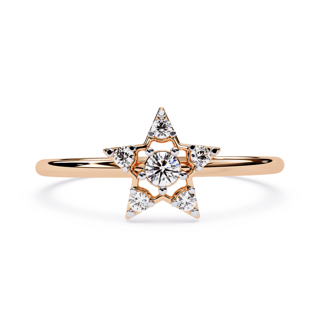 Star Diamond Ring – Celestial Round Cut Lab Grown Minimalist Designer Diamond Ring- Lustraa’s Celestial Ring