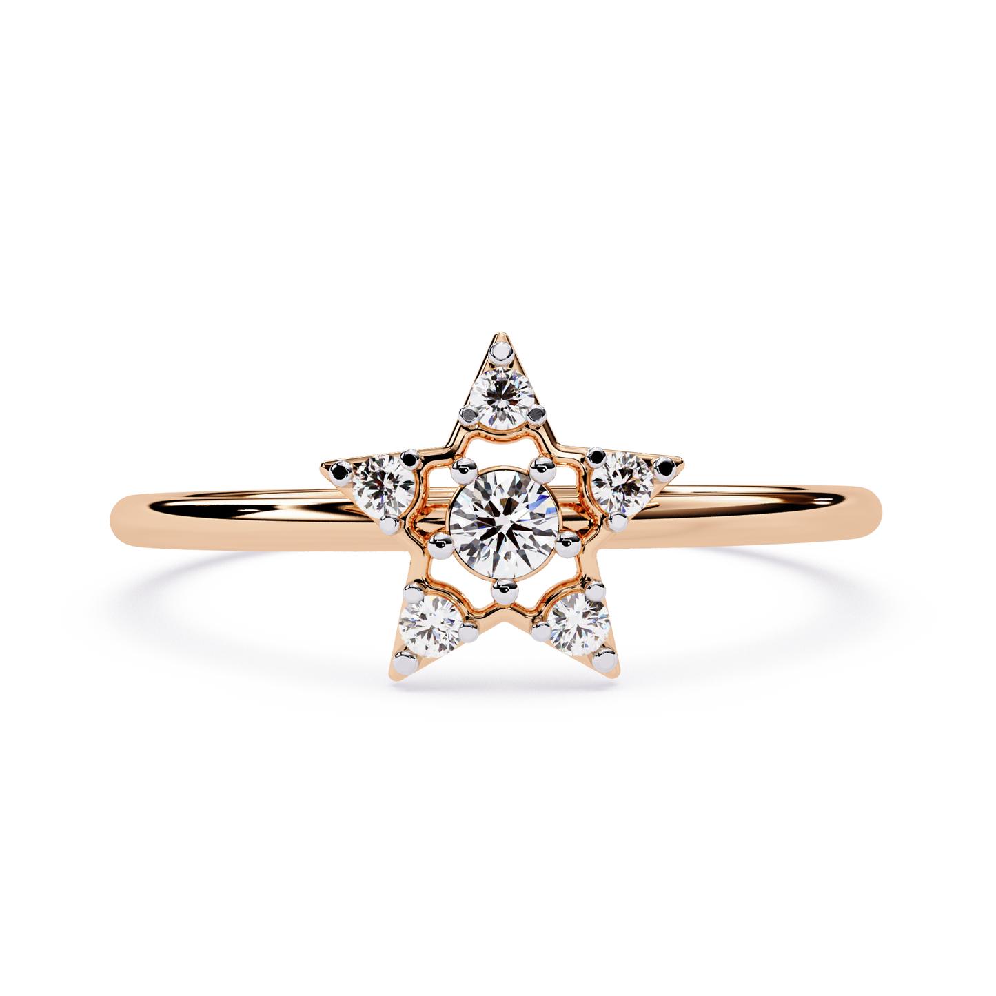 Star Diamond Ring – Celestial-Inspired Round Cut Diamond Ring- Minimalist Designer Rind - Lustraa’s Celestial Ring